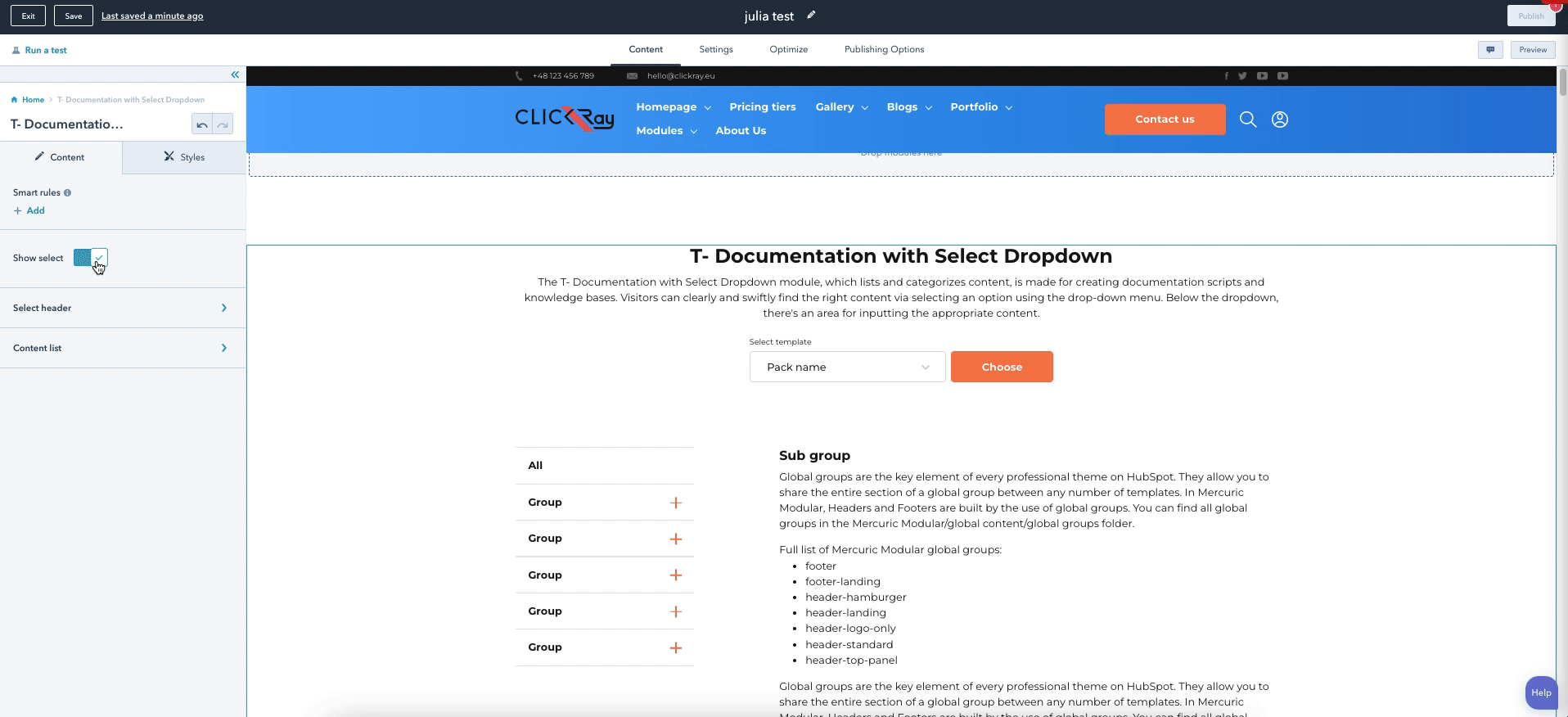 T- Documentation with Select Dropdown