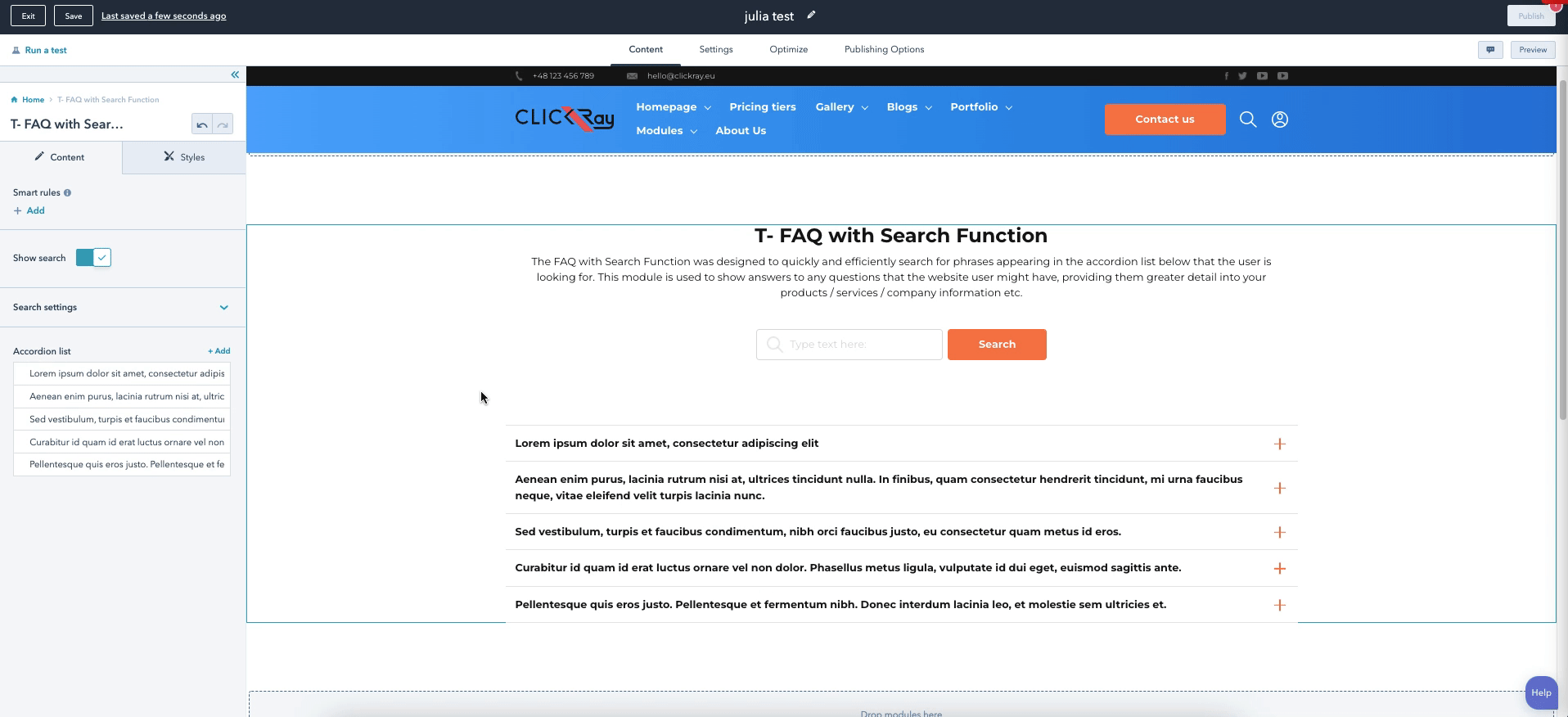 T- FAQ with Search Function