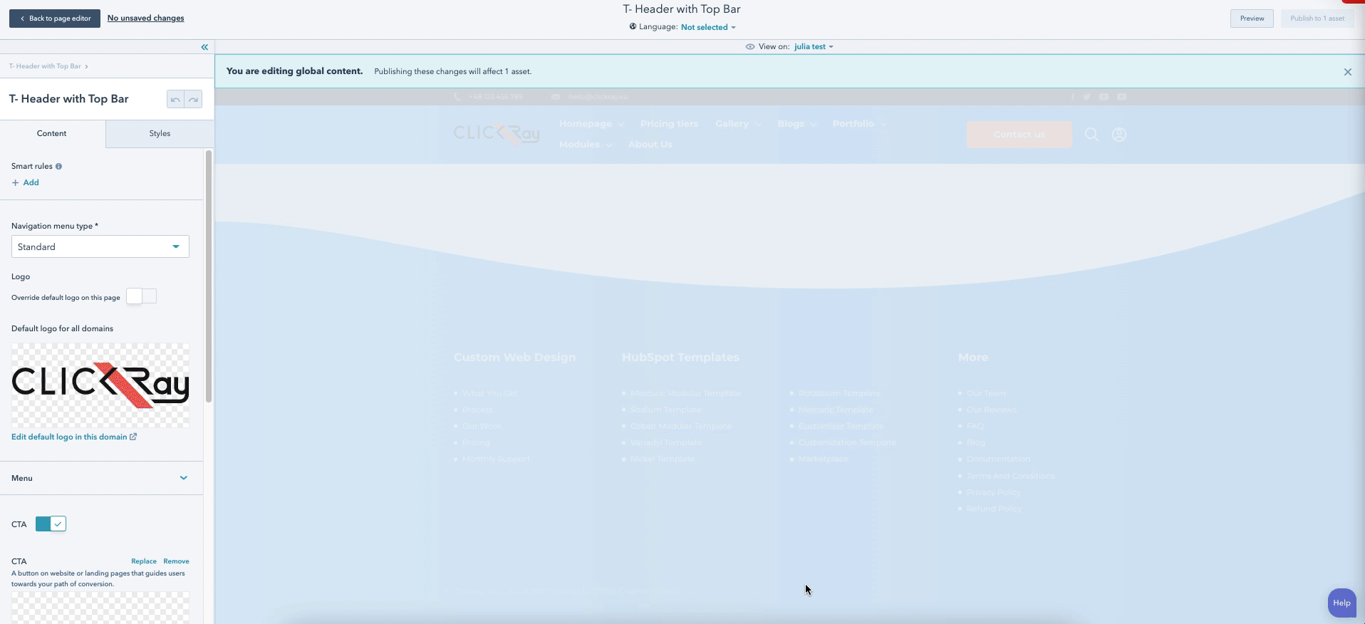 T- Header with Top Bar