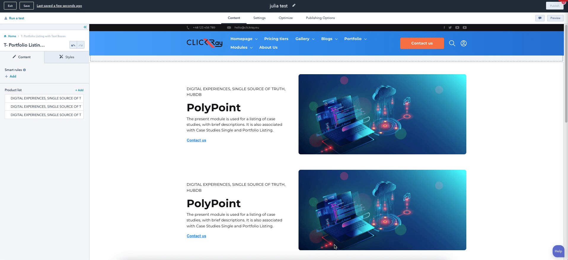 T- Portfolio Listing with Text Boxes