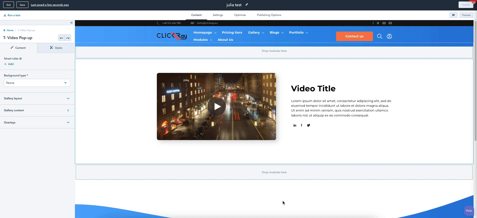 T- Video Pop-up
